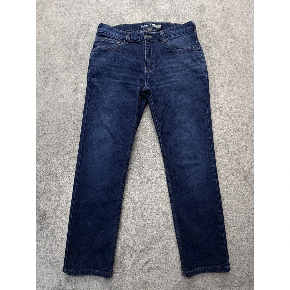 Carhartt Force Straight Jeans Mens Measured‎ 33x27 Blue Stretch Tapered Leg